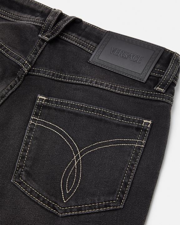 melns apģērbs Versace 806B213 sievietes kristāla allover džinsi