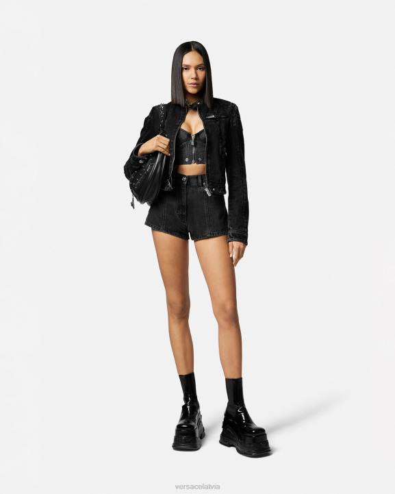 melns apģērbs Versace 806B217 sievietes medusa džinsa šorti