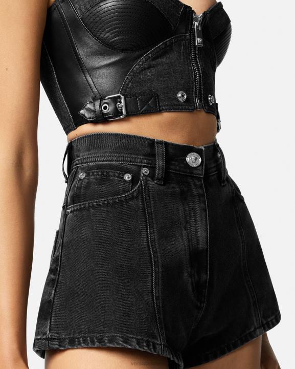 melns apģērbs Versace 806B217 sievietes medusa džinsa šorti