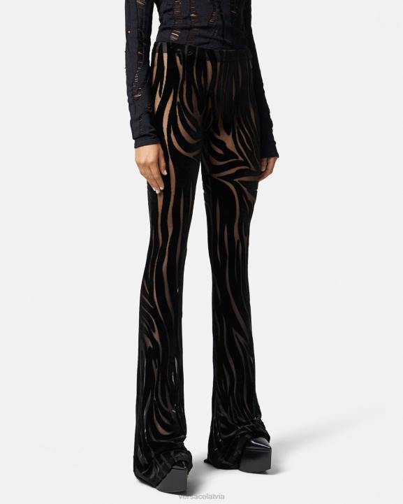 melns apģērbs Versace 806B222 sievietes zebras samta bikses