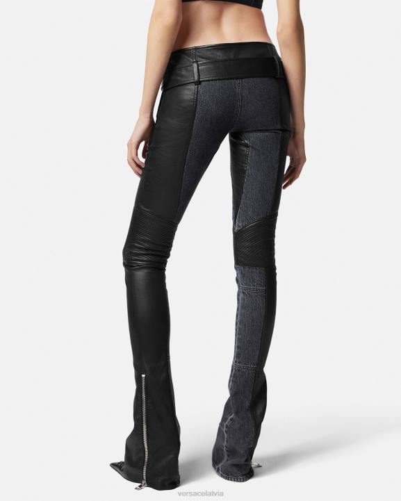 melns apģērbs Versace 806B224 sievietes džinsa ādas bikses