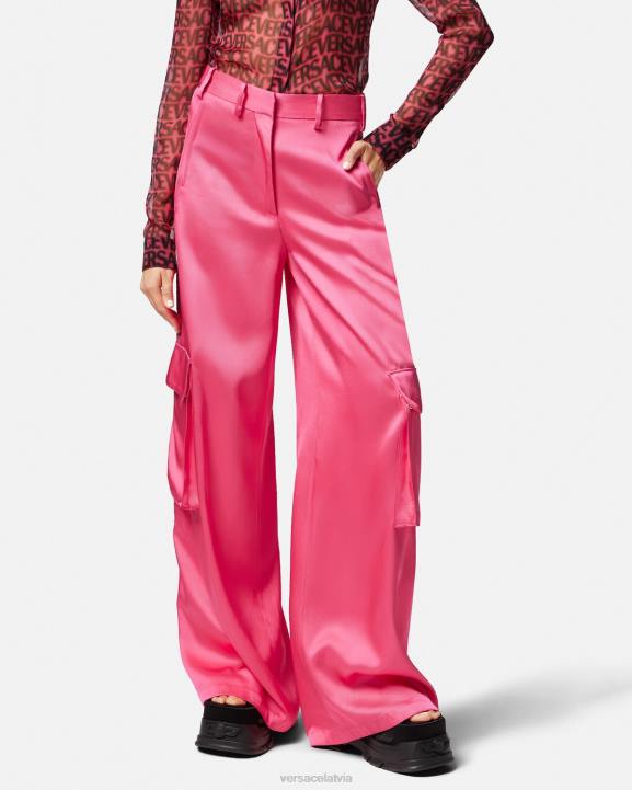 rozā apģērbs Versace 806B209 sievietes platas kravas bikses