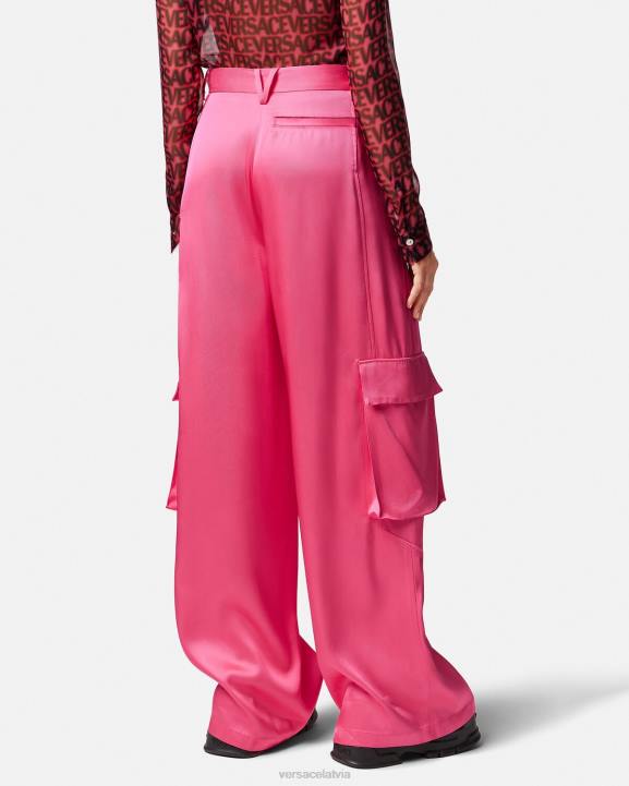 rozā apģērbs Versace 806B209 sievietes platas kravas bikses