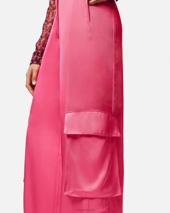 rozā apģērbs Versace 806B209 sievietes platas kravas bikses