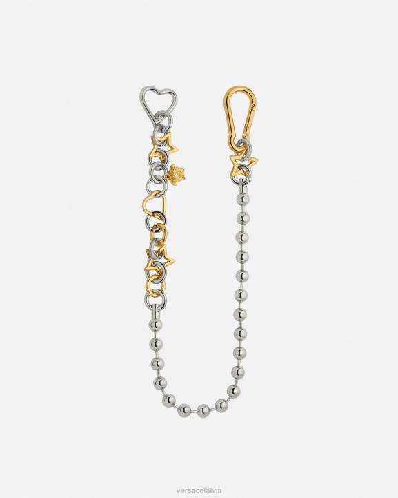 sudrabs un zelts apģērbs Versace 806B218 sievietes funky ķēdes cilpas josta