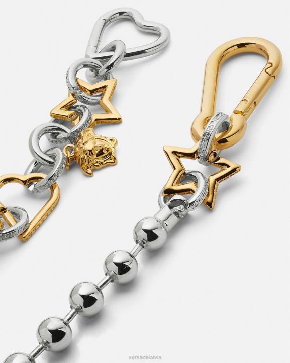 sudrabs un zelts apģērbs Versace 806B218 sievietes funky ķēdes cilpas josta
