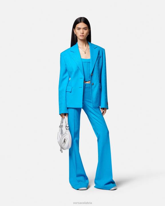 zils apģērbs Versace 806B121 sievietes allover žakarda formālas bikses