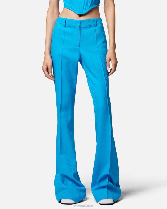 zils apģērbs Versace 806B121 sievietes allover žakarda formālas bikses