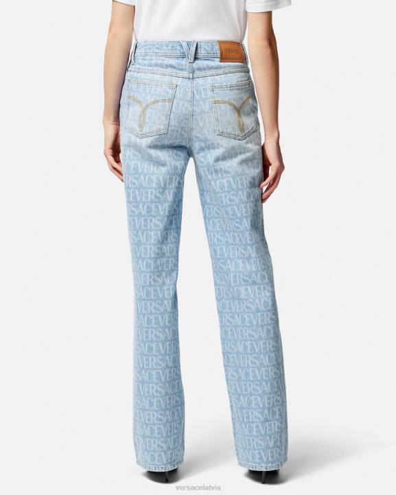 zils apģērbs Versace 806B193 sievietes vispusīgi džinsi ar platām kājām