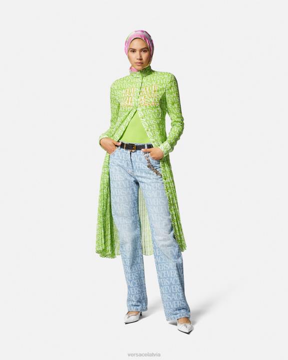 zils apģērbs Versace 806B198 sievietes vispusīgi džinsi ar platām kājām