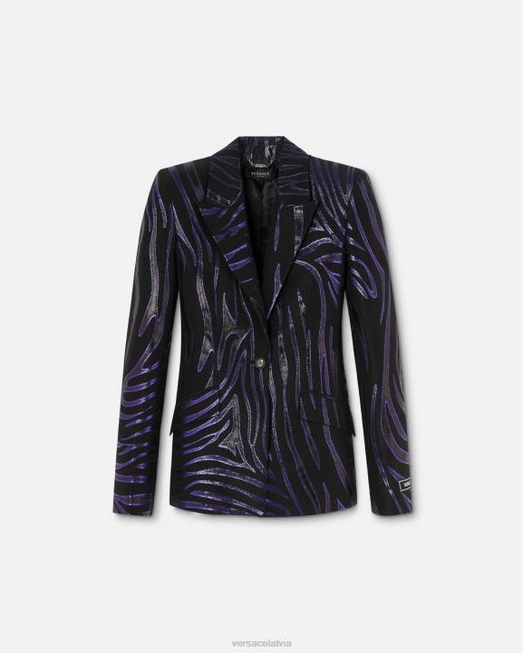 apdruka un violeta apģērbs Versace 806B114 sievietes zebra vienrindas bleizeris