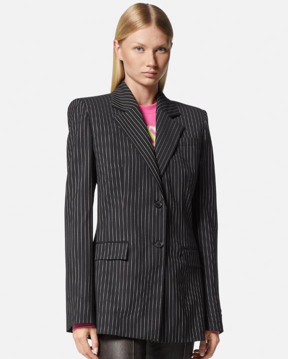 melns apģērbs Versace 806B113 sievietes strīpains vienrindas žakete