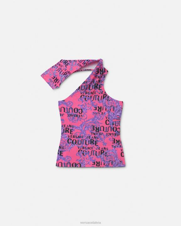 fuksija apģērbs Versace 806B2204 sievietes logo couture viena pleca tops
