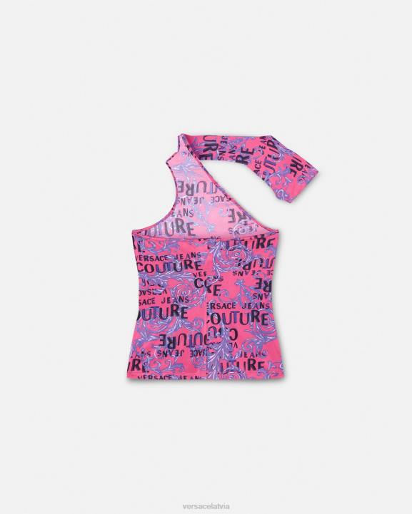 fuksija apģērbs Versace 806B2204 sievietes logo couture viena pleca tops