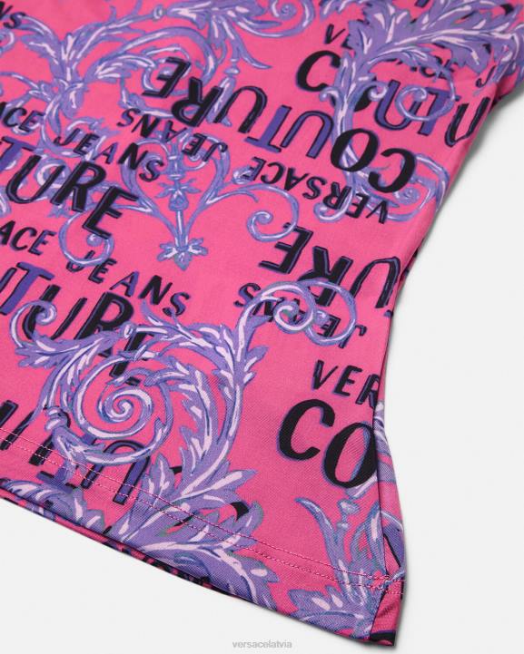 fuksija apģērbs Versace 806B2204 sievietes logo couture viena pleca tops