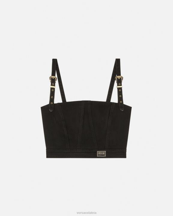 melns apģērbs Versace 806B2219 sievietes baroka modes tops ar 1 sprādzi