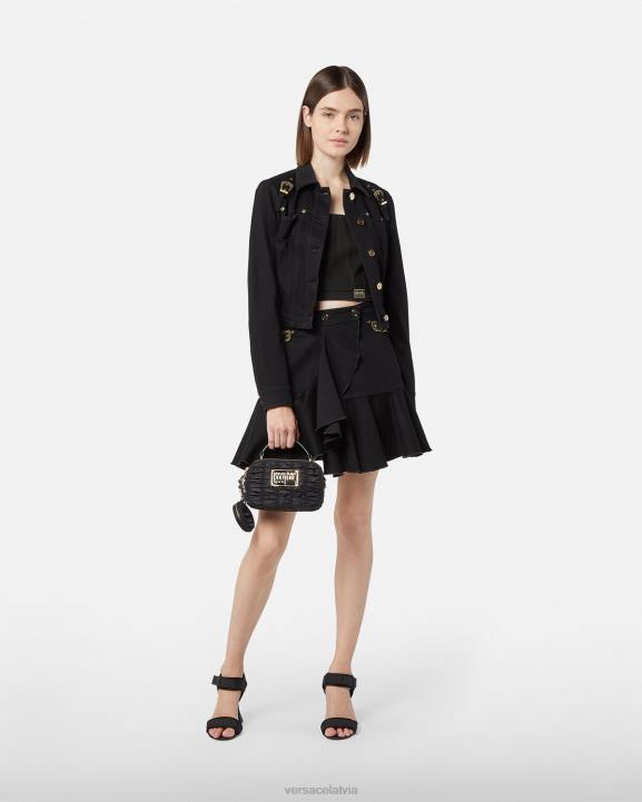 melns apģērbs Versace 806B2219 sievietes baroka modes tops ar 1 sprādzi