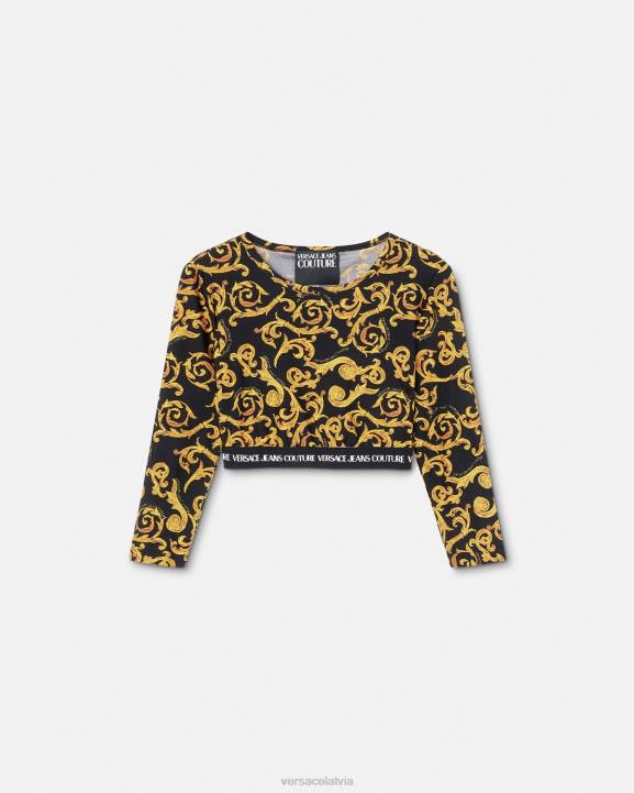 melns & zelts apģērbs Versace 806B2167 sievietes sketch couture crop top