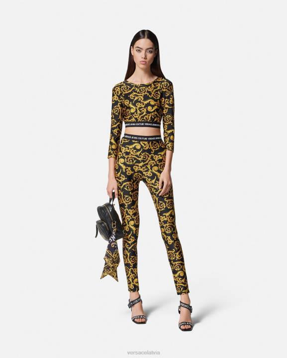 melns & zelts apģērbs Versace 806B2167 sievietes sketch couture crop top