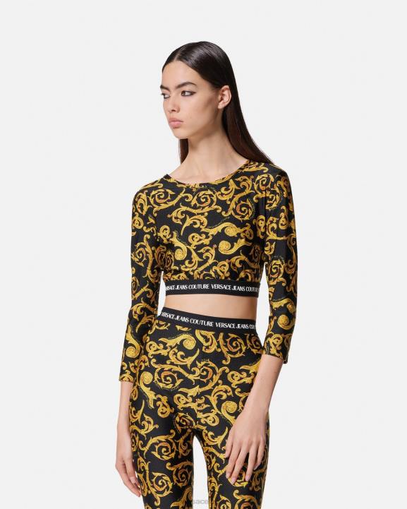 melns & zelts apģērbs Versace 806B2167 sievietes sketch couture crop top