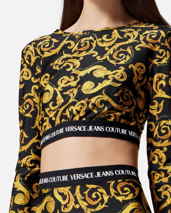 melns & zelts apģērbs Versace 806B2167 sievietes sketch couture crop top