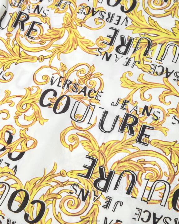 zelts un balts apģērbs Versace 806B2205 sievietes logo couture viena pleca tops