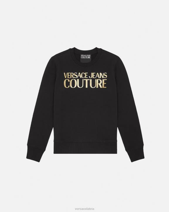 melns & zelts apģērbs Versace 806B2155 sievietes džemperis ar logotipu