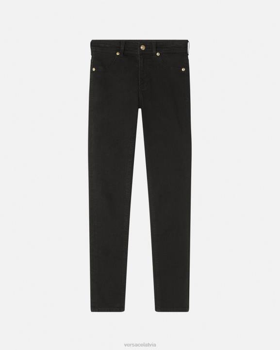 melns apģērbs Versace 806B2246 sievietes pieguļošie džinsi ar logotipu