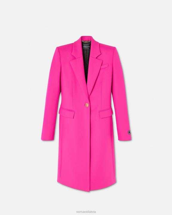 fuksija apģērbs Versace 806B104 sievietes medūzas garš vilnas mētelis