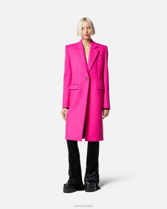 fuksija apģērbs Versace 806B104 sievietes medūzas garš vilnas mētelis