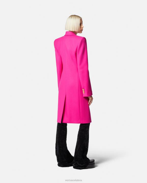 fuksija apģērbs Versace 806B104 sievietes medūzas garš vilnas mētelis