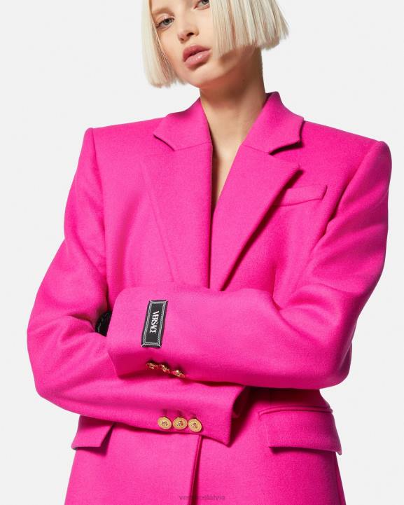 fuksija apģērbs Versace 806B104 sievietes medūzas garš vilnas mētelis