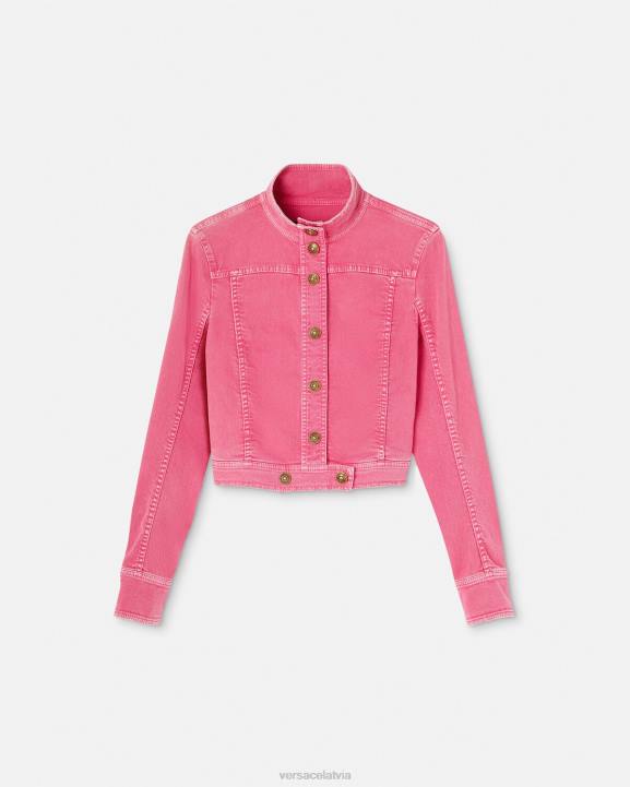 fuksija apģērbs Versace 806B2254 sievietes crop džinsa jaka