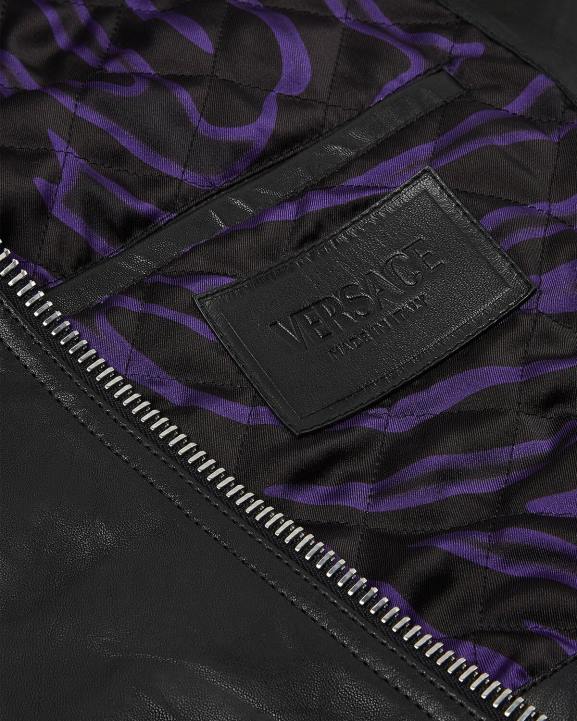 melns apģērbs Versace 806B101 sievietes ādas jaka ar bārkstīm