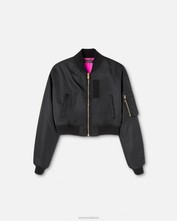 melns apģērbs Versace 806B103 sievietes dievietes crop bomber jaka