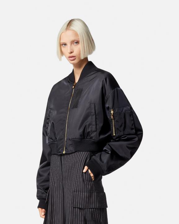 melns apģērbs Versace 806B103 sievietes dievietes crop bomber jaka