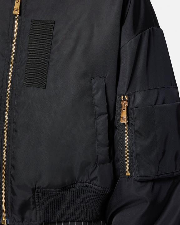 melns apģērbs Versace 806B103 sievietes dievietes crop bomber jaka