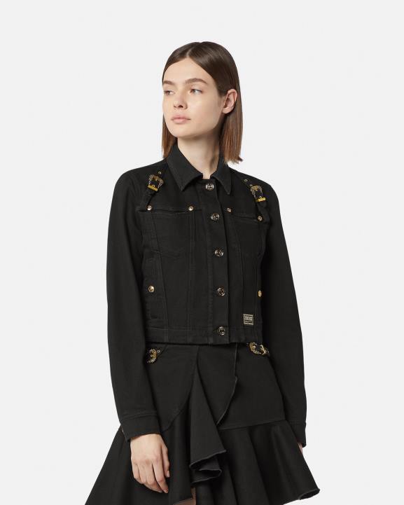 melns apģērbs Versace 806B2255 sievietes baroka modes 1 džinsa jaka