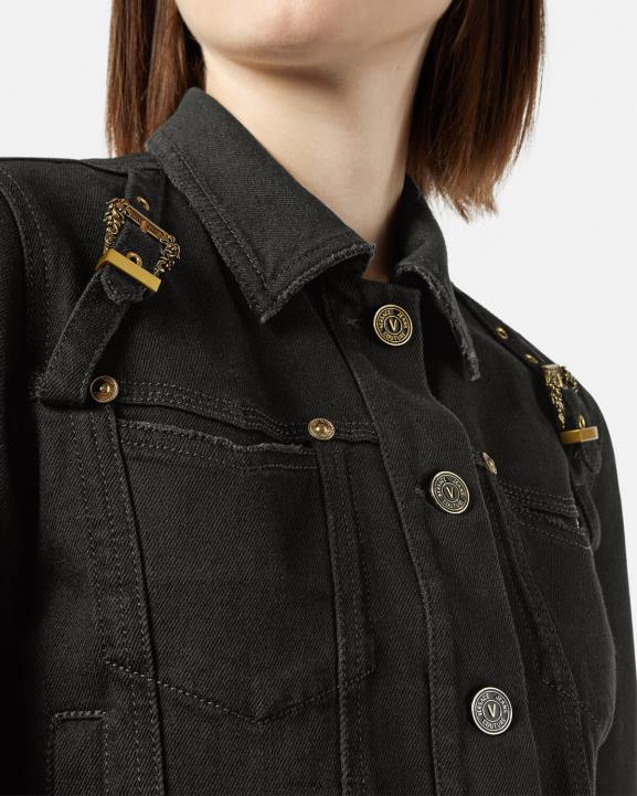 melns apģērbs Versace 806B2255 sievietes baroka modes 1 džinsa jaka