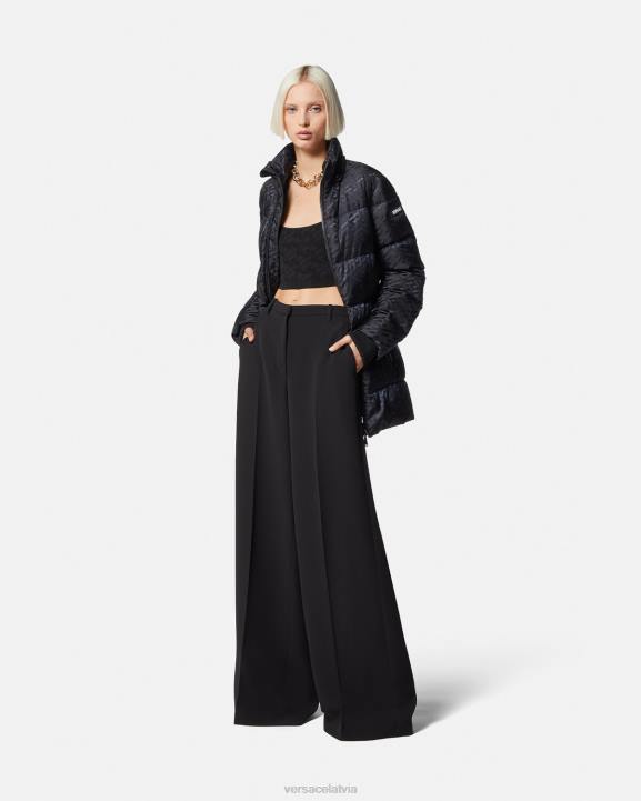 melns apģērbs Versace 806B95 sievietes la greca puffer jaka