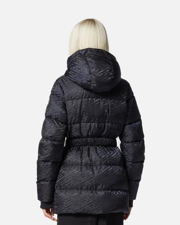 melns apģērbs Versace 806B95 sievietes la greca puffer jaka