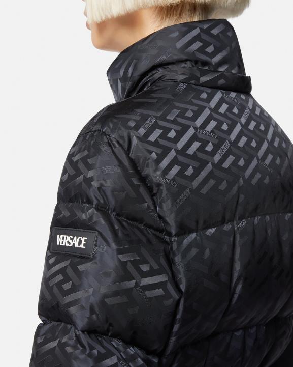 melns apģērbs Versace 806B95 sievietes la greca puffer jaka