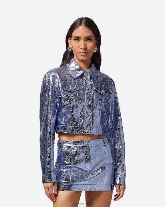 metālisks apģērbs Versace 806B80 sievietes medusa metāla ādas jaka