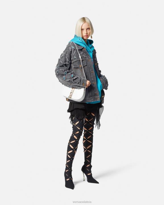 pelēks apģērbs Versace 806B227 sievietes slīpēta džinsa jaka