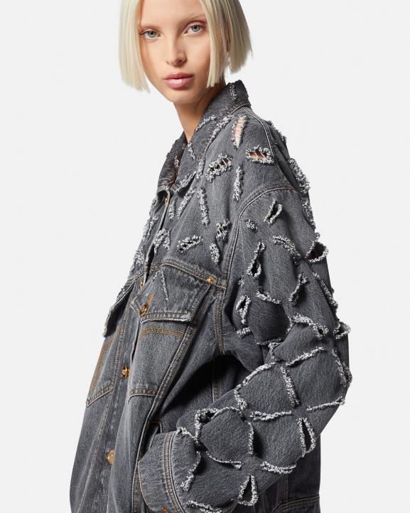 pelēks apģērbs Versace 806B227 sievietes slīpēta džinsa jaka