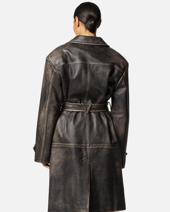 pelēks apģērbs Versace 806B97 sievietes barocco matētas ādas trencis