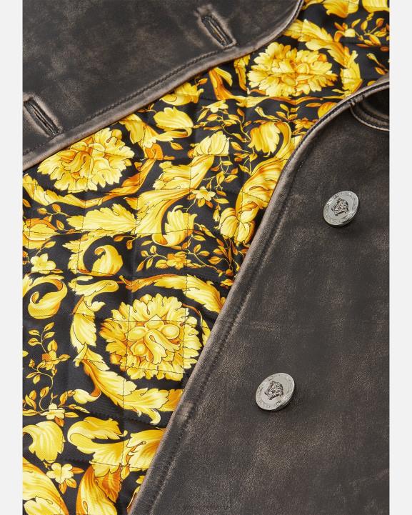 pelēks apģērbs Versace 806B97 sievietes barocco matētas ādas trencis