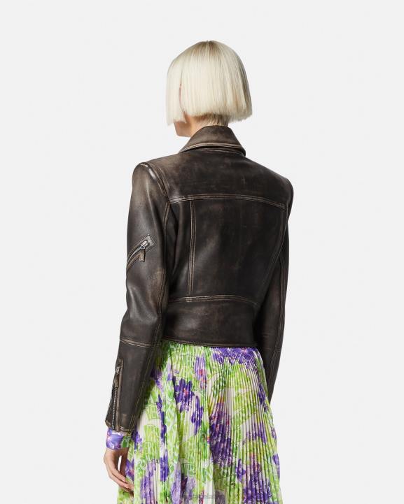 pelēks apģērbs Versace 806B98 sievietes barocco matētas ādas jaka