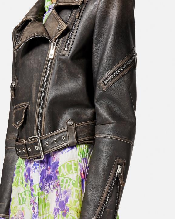 pelēks apģērbs Versace 806B98 sievietes barocco matētas ādas jaka