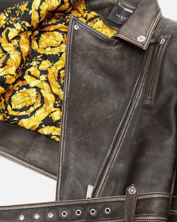 pelēks apģērbs Versace 806B98 sievietes barocco matētas ādas jaka